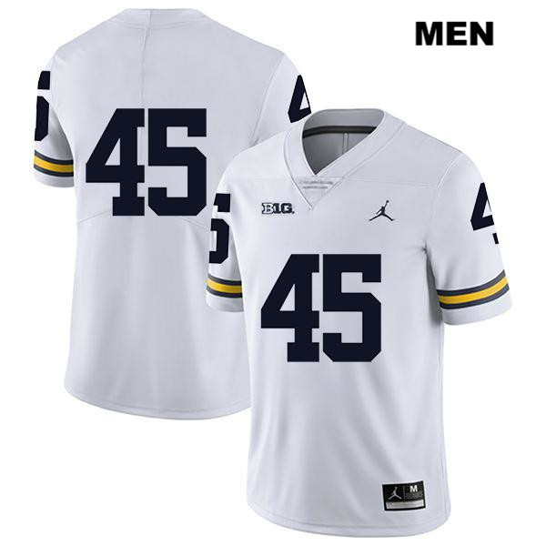Men's NCAA Michigan Wolverines Adam Shibley #45 No Name White Jordan Brand Authentic Stitched Legend Football College Jersey ID25M55JN